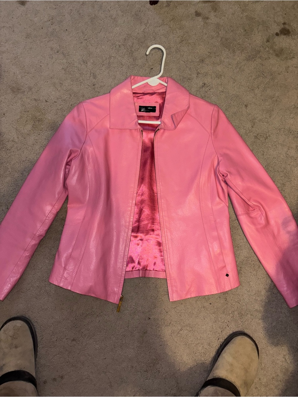 Black Rivet Pink Leather Jacket